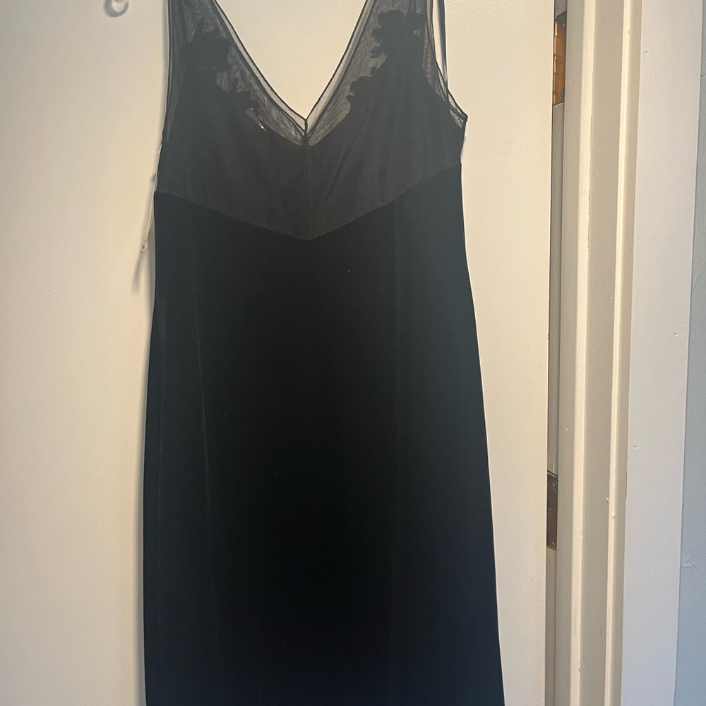 Vintage Dress SIZE 12 black velvet beaded designer EVAN PICONE Y2K classic